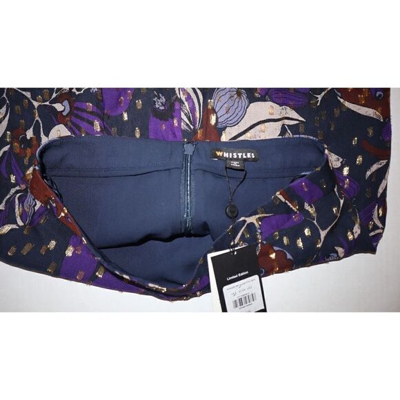 Whistles Women's Sz 2 Purple Arabella Montrose Floral Print Silk Skirt $359 - Picture 10 of 15